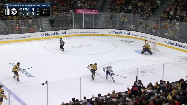 Connor McDavid with solo shot attempt, and it’s blocked by Alex Pietrangelo as time expires to end the 1st period. 