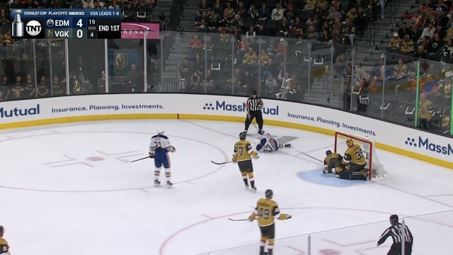 Connor McDavid with solo shot attempt, and it’s blocked by Alex Pietrangelo as time expires to end the 1st period. 