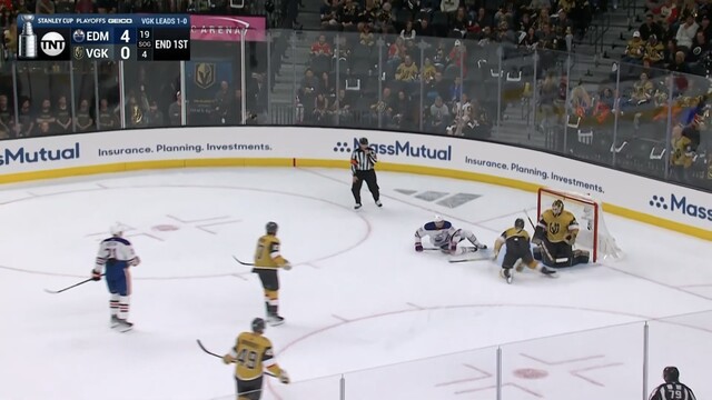 Connor McDavid with solo shot attempt, and it’s blocked by Alex Pietrangelo as time expires to end the 1st period. 