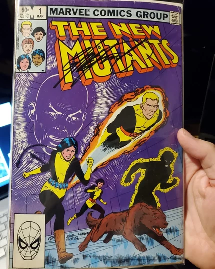 My copy of The New Mutants number 1, autographed by its writer, Chris claremont