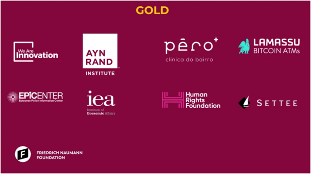 Gold: Wie Are Innovation, Ayn Rand Institute, Péro, LAAMASSU Bitcoin ATMs, EPICENTER, iea, Human Rights Foundation, SETTEE, Friedrich Naumann Foundation