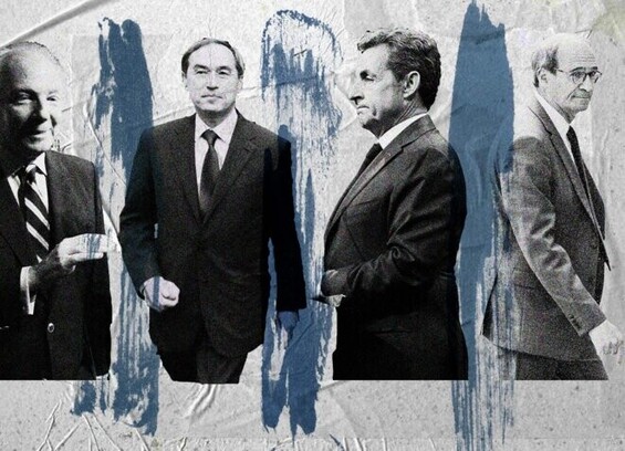 Brice Hortefeux, Claude Guéant, Nicolas Sarkozy et Éric Woerth. © Photo illustration Sébastien Calvet / Mediapart