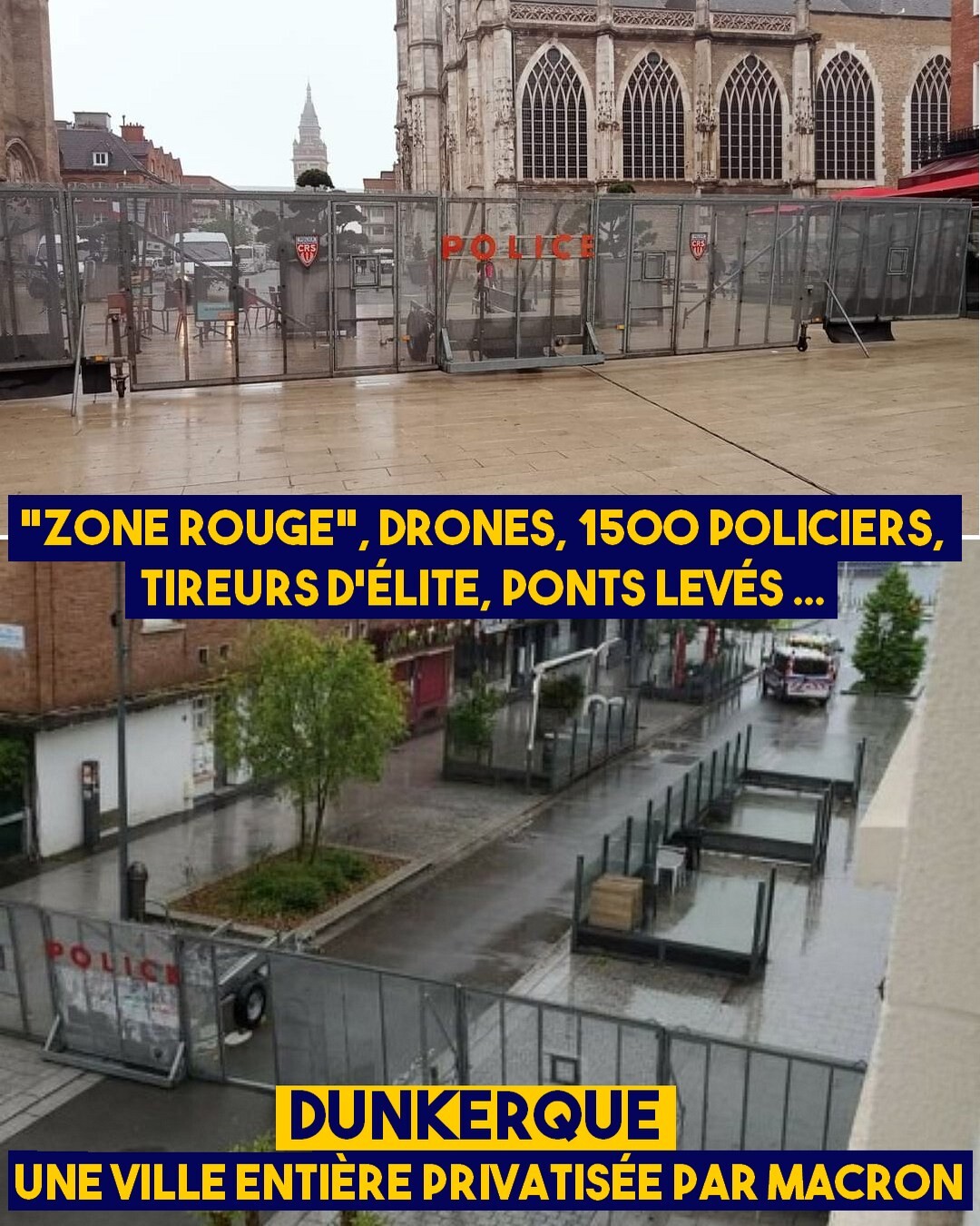 Des murs anti-émeute dans la ville de Dunkerque