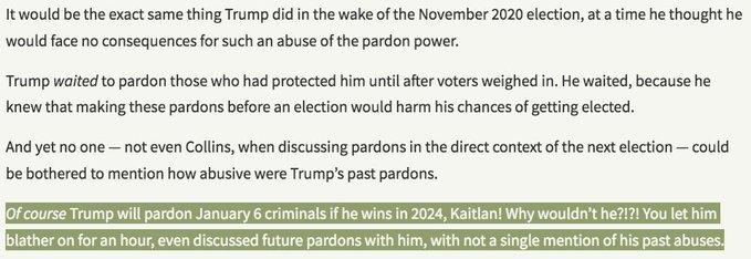 pictured: second screen-grab of Marcy's post about media failure covering tfg's past pardons