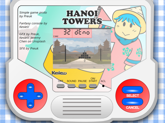 A Hanoi towers puzzle LCD game.
