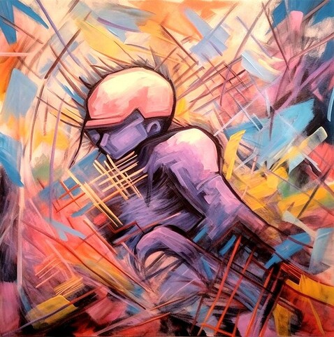 beautiful artwork, abstract, detailed, shadows, cartoon baseball player