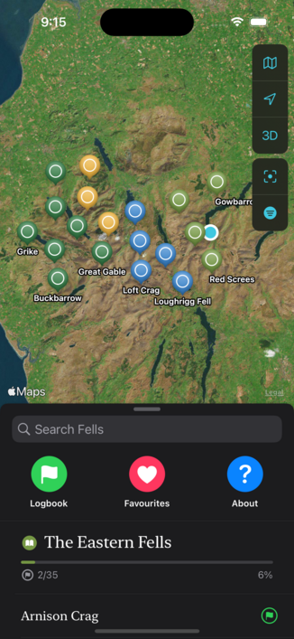 Screenshot of Version 3 of Fells