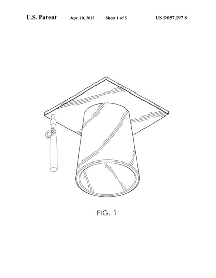 D657,197 - issued in 2012 for a design for a "graduation shot glass."