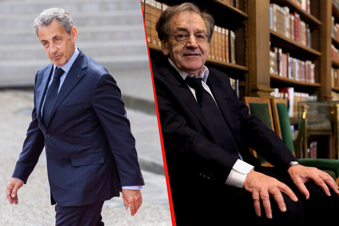 Nicolas Sarkozy et Alain Finkielkraut. © Photomontage Mediapart avec AFP