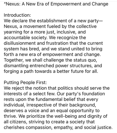 Political manifesto written by AI