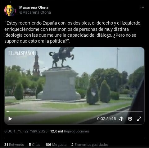 Macarena Olona
Fuente Twitter 2023 May.27