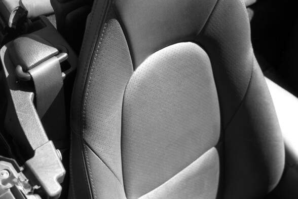 picture of a leather car seat in a roadster