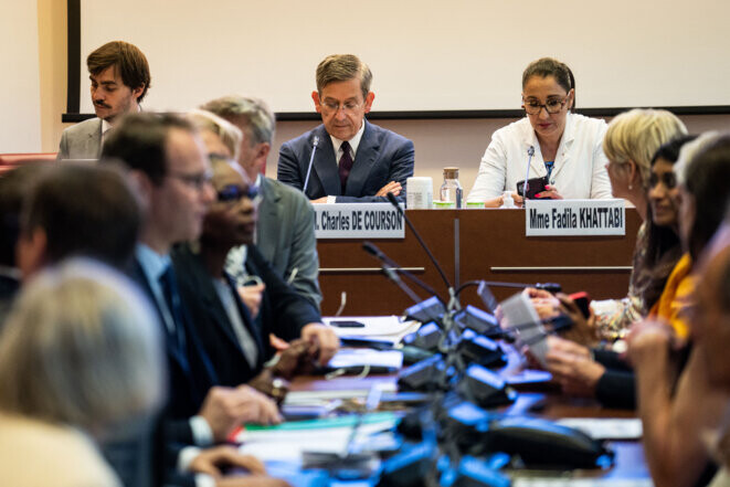 En commission des affaires sociales de l’Assemblée nationale, le 31 mai 2023. © Photo Xose Bouzas / Hans Lucas via AFP