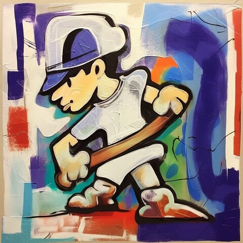 beautiful oil painting, abstract, detailed, shadows, baseball player