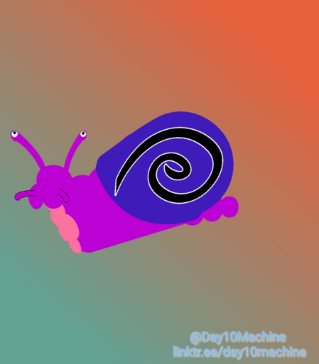 Digital Illustration 
a cute snail in gender fluid pride flag colors