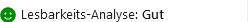 grüner Smiley, Text: Lesbarkeits-Analyse: Gut