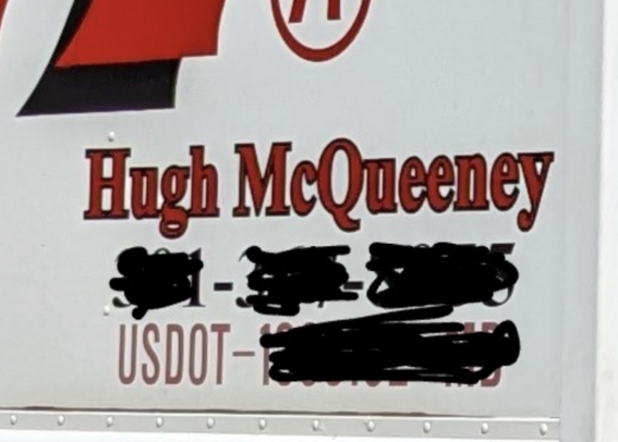 Close up of the name Hugh McQueeney