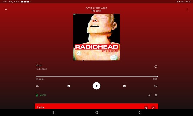 The Seventh Song Off of Radiohead's The Bends, (Called Just) is normally 3 minutes and 54 seconds long. Spotify Glitched and instead of displaying the time I've listened to the song as somewhere between 0 seconds and 3 minutes and 53 seconds, it displays 78 hours, 49 minutes, and 21 seconds. That is about 3 days and an extra quarter of a day. All because I connected to Bluetooth.