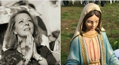 Statue of Madonna weeping blood in Trevignano 