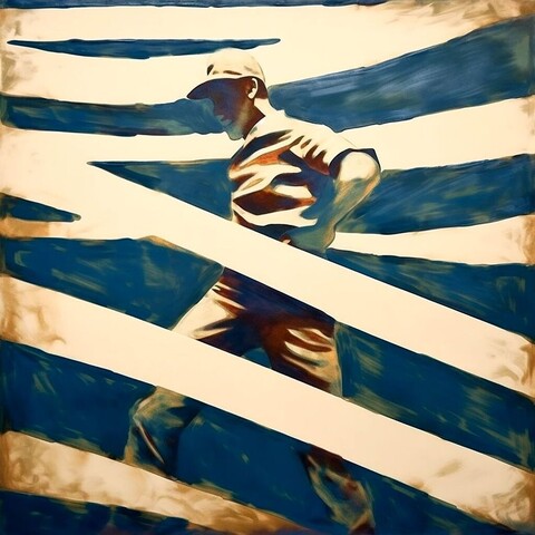 beautiful oil painting, abstract, detailed, shadows, baseball player
