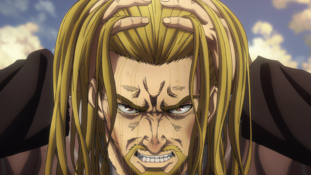 Thorfinn asking to be punched more from the anime series Vinland Saga Season 2 Episode 22.