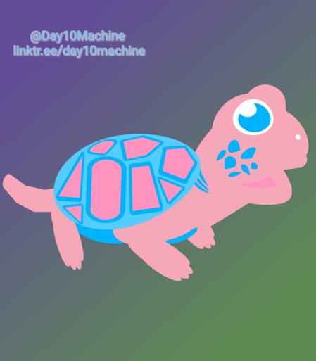 Digital Illustration 
Turtle in trans pride flag colors