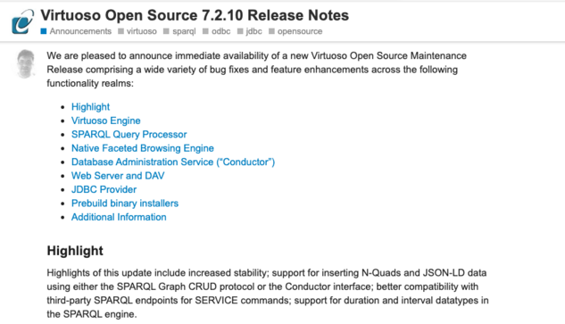 Virtuoso Open Source Edition Release Announcement.