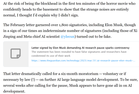 A portion of my response to the AI letter, full text at the link provided