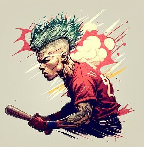 beautiful painting, abstract, detailed, shadows, baseball player