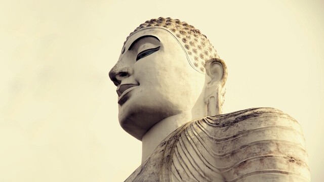 Bust of a giant Buddha statue.