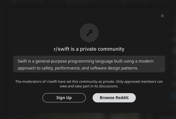 The Swift subreddit is private in support of Christian Selig and other Reddit developers.
