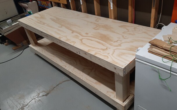 custom table built to hold the prewar pins