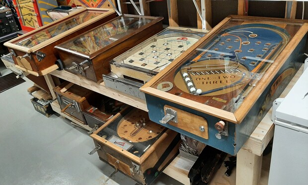 prewar pins on the table