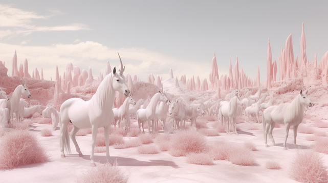 Midjourney Prompt:
photo of a wide plain with a herd of unicorns with horns, white and pastell colors, muted tones --ar 16:9 --style raw --v 5.1