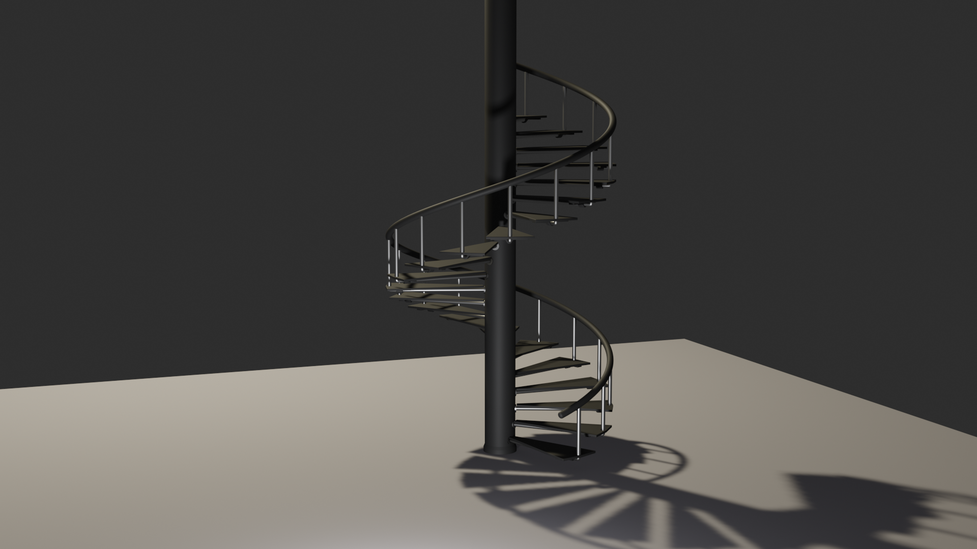 A 3D model of a spiral staircase