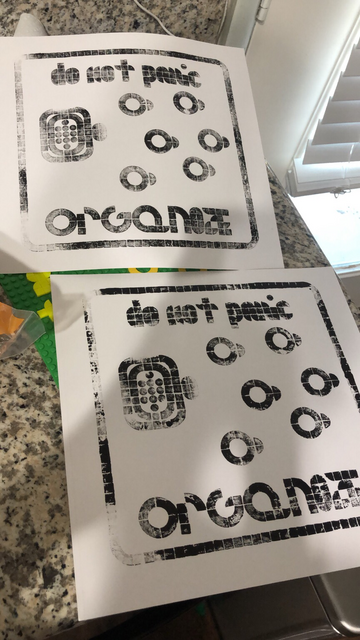 Do not panic organize with small fish against the big one done as a Lego print