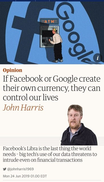 If Facebook or Google create their own currency, they can control our lives - John Harris