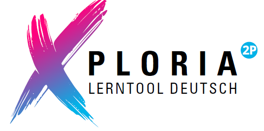Pink-blaues X plus Schrift Ploria, 2P, Lerntool Deutsch