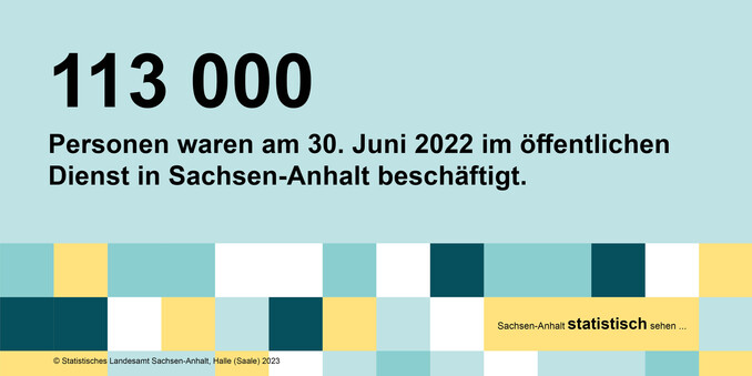 Text: 113000 Personen waren am 30. Juni 2022 im öffentlichen Dienst in Sachsen-Anhalt beschäftigt.