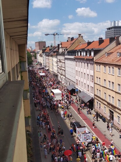 Street parade at the CSD in Munich on a sunny day