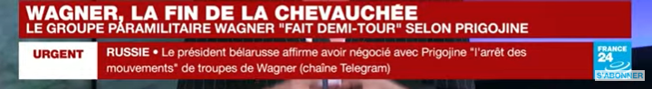 Titre de France 24 : Wagner, la fin de la chevauchée.