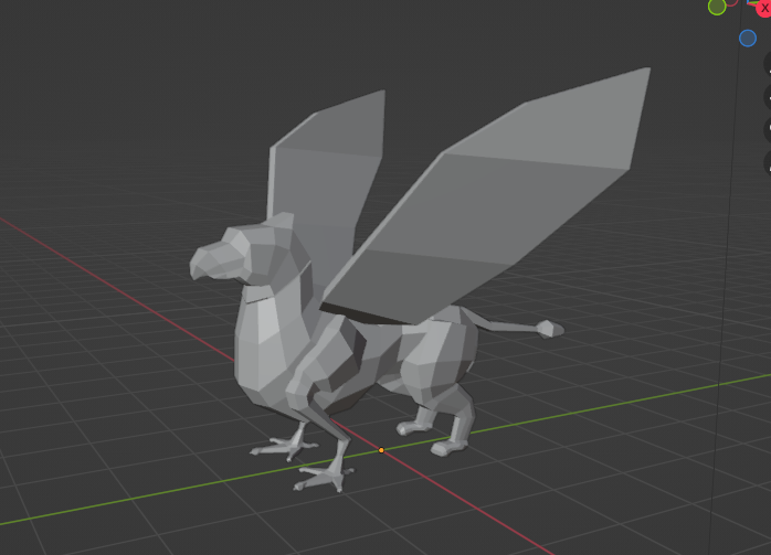 An unfinished low poly gryphon model