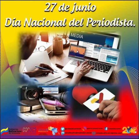 Cada año #27Junio se celebra en Venezuela, el Día Nacional del Periodista, en homenaje a la publicación, en 1818, del primer número del periódico Correo del Orinoco, creado por Simón Bolívar, con la colaboración de Juan Germán Roscio, Cristóbal Mendoza, entre otros y se instituyó en 1964.
https://www.instagram.com/p/Ct_oGv7O0XV/

#IntegraciónTecnológica
