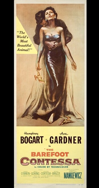 Four posters for the 1954 Romantic Drama “The Barefoot Contessa” from The USA, Belgium, Italy and Japan.