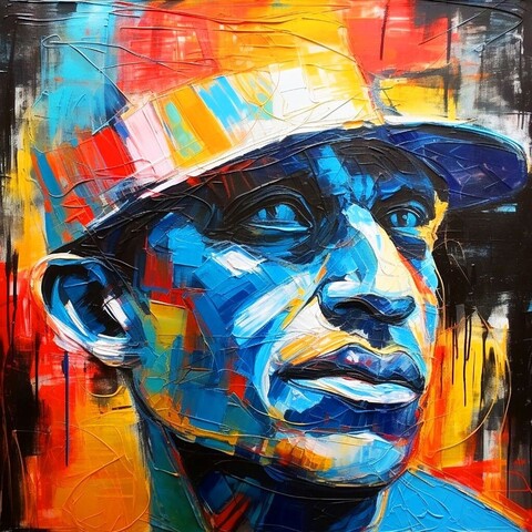beautiful painting, abstract, detailed, shadows, baseball player