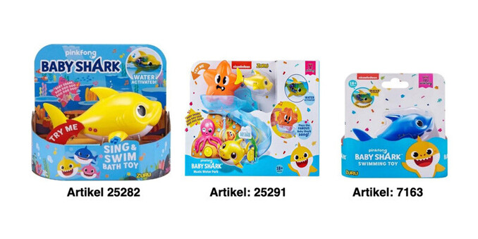Produktabbildung: 'Baby Shark', 'Baby Shark Water Park Spielset' und 'Mini Baby Shark' (Bildquelle: ZURU GROUP)