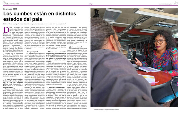 Entrevista realizada por Iván Padilla Bravo a la presidenta de Conadecafro, Marizabel Blanco Sifontes para Todasadentro semanario. (1)
