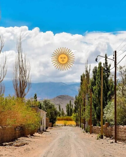 Paisaje con la bandera argentina.