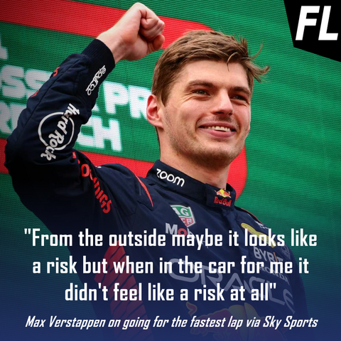 "From the outside maybe it looks like a risk but when in the car for me it didn't feel like a risk at all", Max Verstappen on going for the fastest lap via Sky Sports