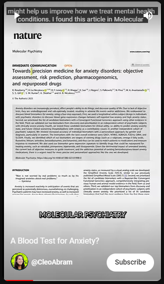 Towards precision medicine for anxiety disorders: objective assessment, risk prediction, pharmacogenomics, and repurposed drugs.